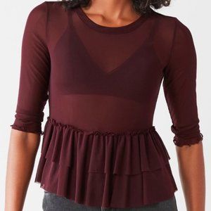Urban Outfitters Women's Mesh Peplum Top